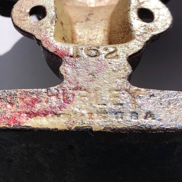 Cast Iron Door Stop Flower Urn Vase Vintage Hubley #162 Florals Bookend painted - Picture 11 of 13